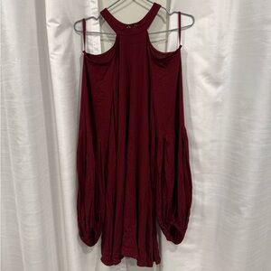 Free People Burgundy Cold Shoulder Dress